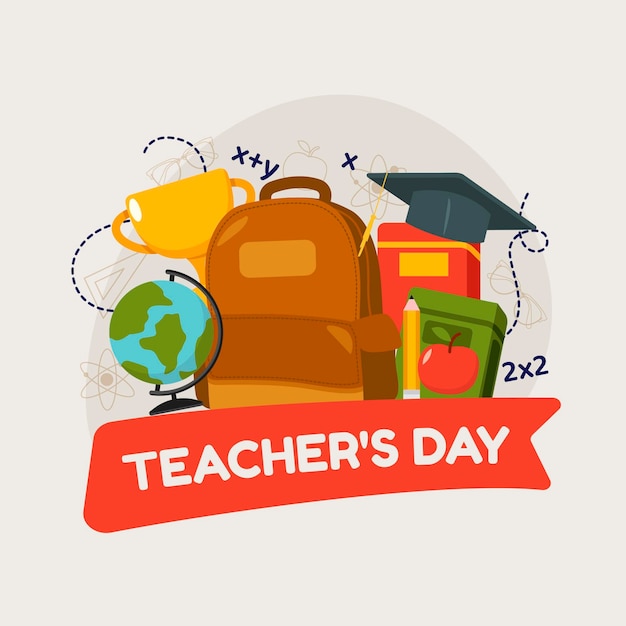 Бесплатное векторное изображение Плоский день учителя иллюстрация