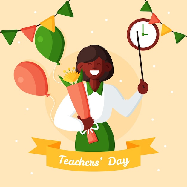 Flat teachers' day illustration