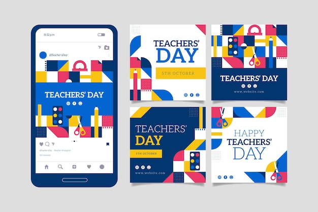 Raccolta di post instagram per la giornata degli insegnanti piatte
