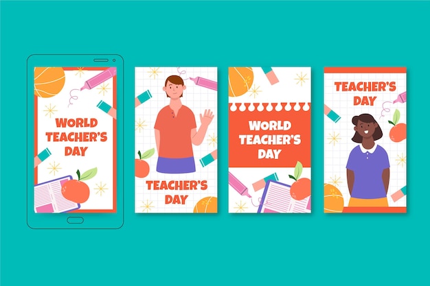 Flat teachers' day instagram stories collection