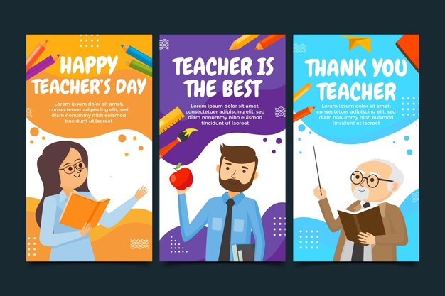 Flat teachers' day instagram stories collection