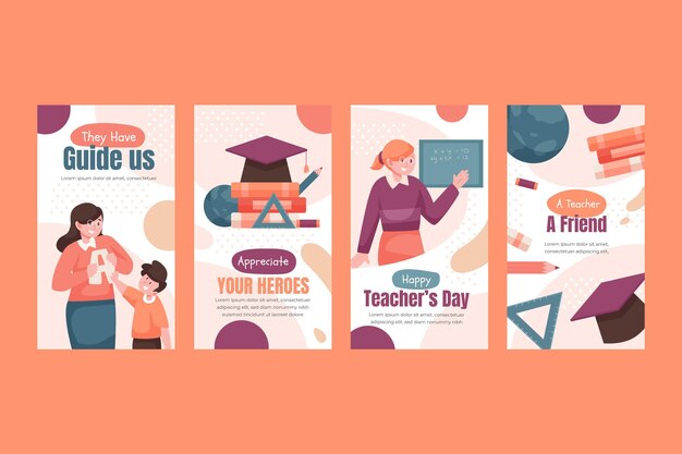 Flat teachers' day instagram stories collection