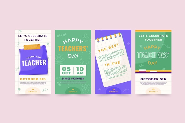 Flat teachers' day instagram stories collection