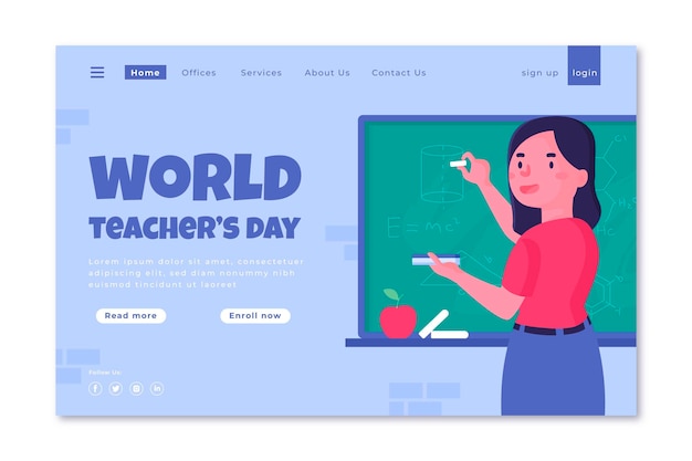 Free vector flat teachers' day landing page template