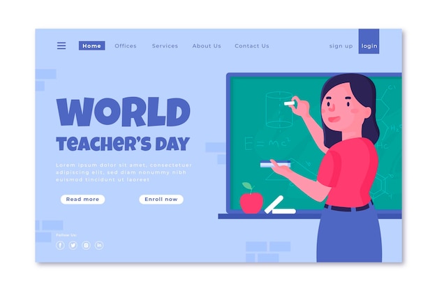 無料ベクター フラット教師の日ランディングページテンプレート