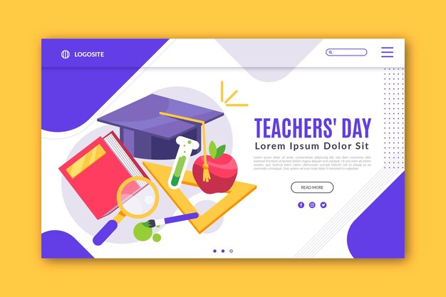 Flat teachers' day landing page template