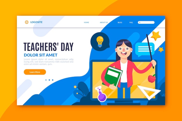 Free vector flat teachers' day landing page template