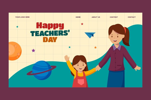 flat teachers' day landing page template