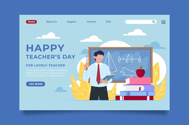 Flat teachers' day landing page template