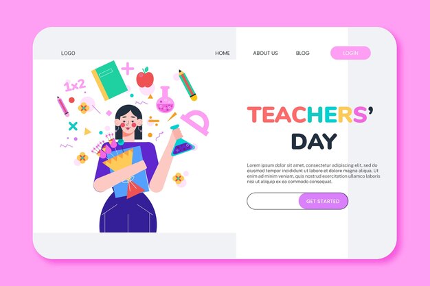 Flat teachers' day landing page template