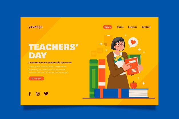 flat teachers' day landing page template