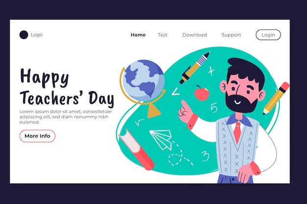 Free vector flat teachers' day landing page template