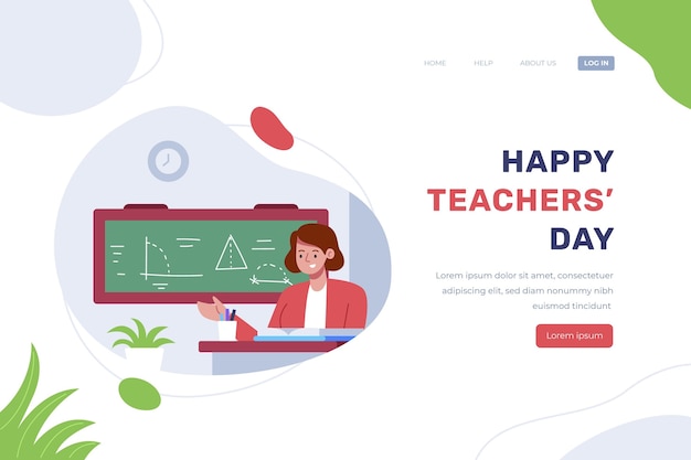 Flat teachers' day landing page template