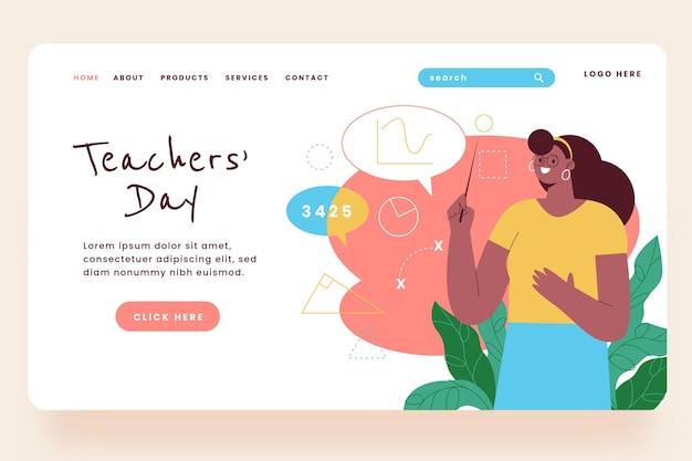 Free vector flat teachers' day landing page template