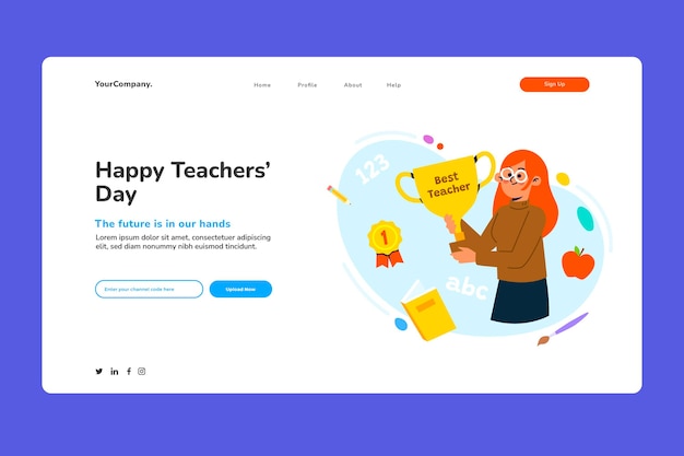 Flat teachers' day landing page template