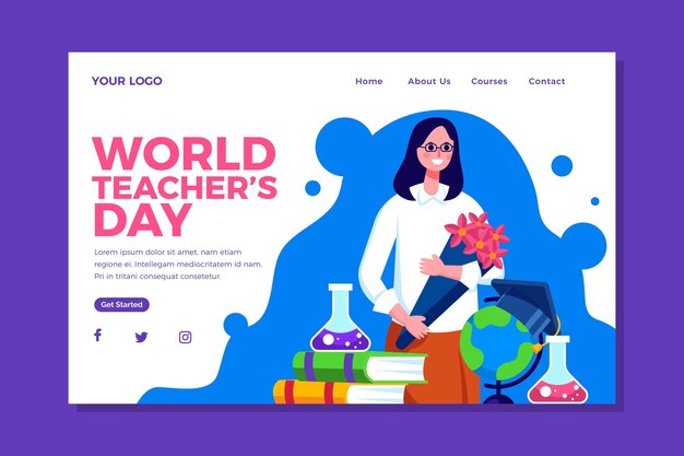 Free vector flat teachers' day landing page template