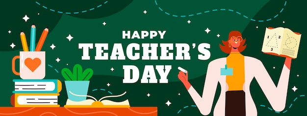 Free vector flat teachers' day social media cover template