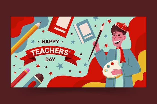 Flat teachers' day social media post template