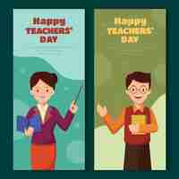 Free vector flat teachers' day vertical banners set