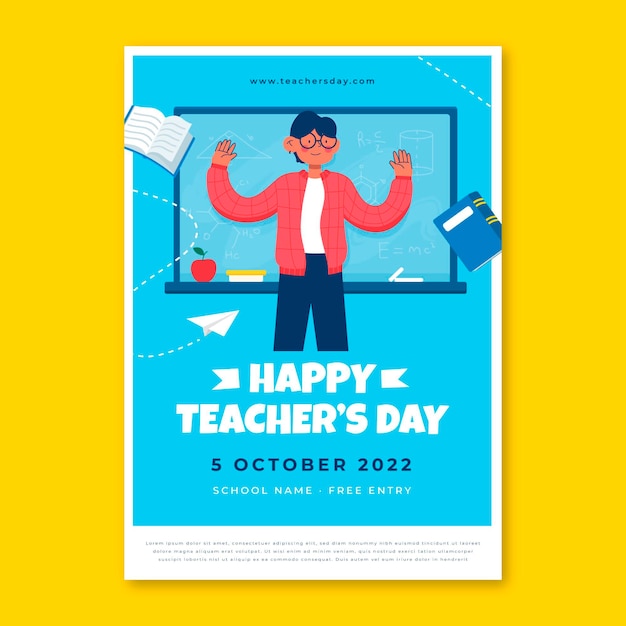 Free vector flat teachers' day vertical poster template