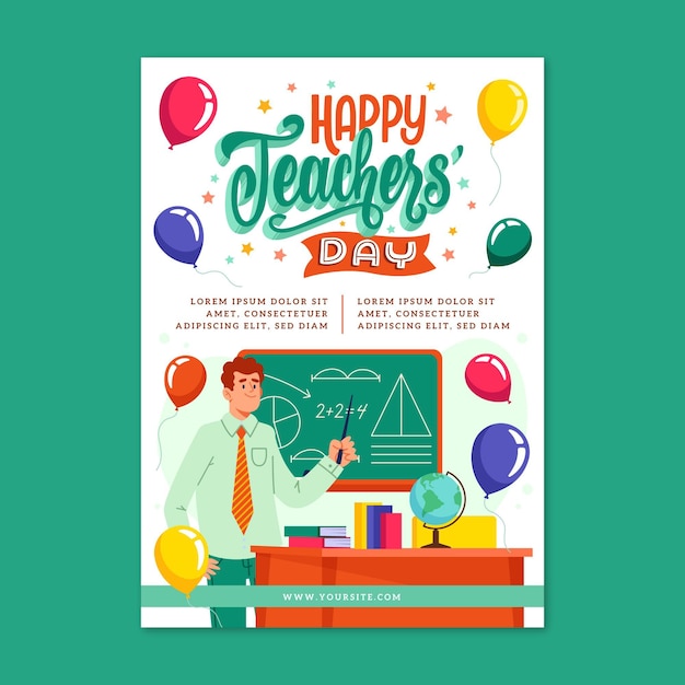 Free vector flat teachers' day vertical poster template