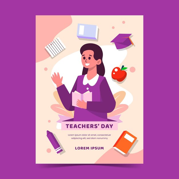 Free vector flat teachers' day vertical poster template