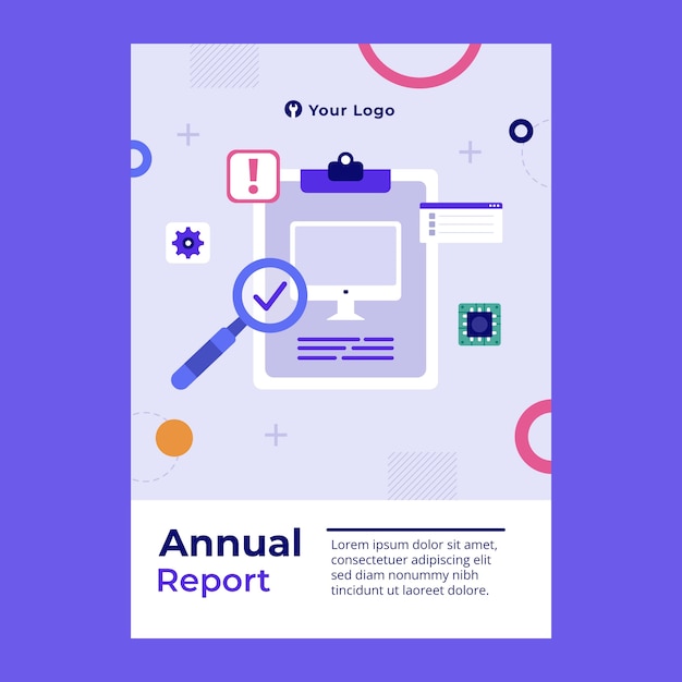 Free vector flat tech repair company annual report template