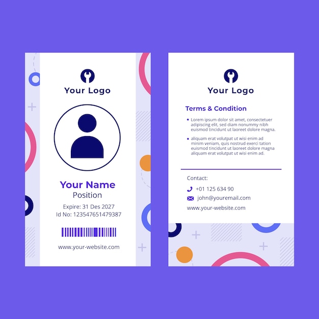 Flat tech repair company id card template