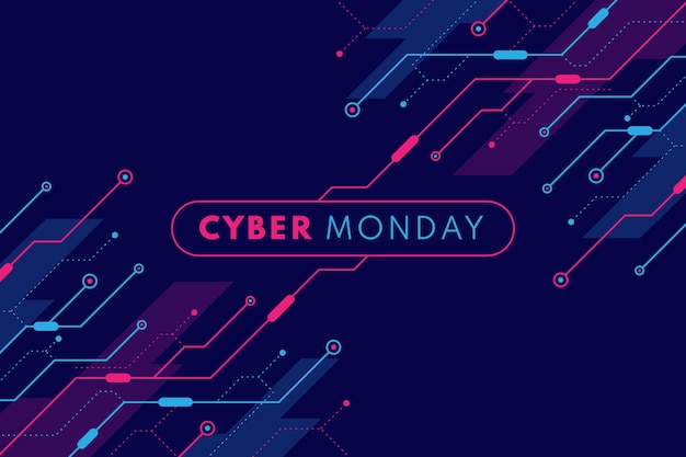 Vettore gratuito fondo di cyber lunedì di tecnologia piatta