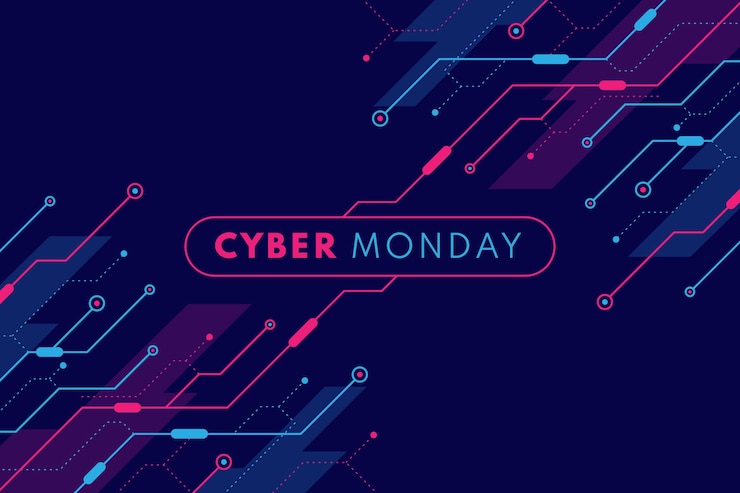 Free Vector flat technology cyber monday background