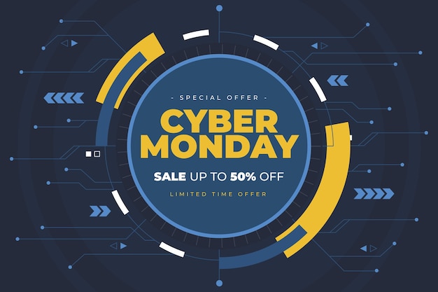 Flat technology cyber monday background