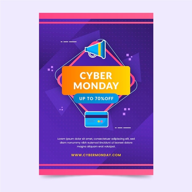 Modello di poster verticale di cyber lunedì di tecnologia piatta