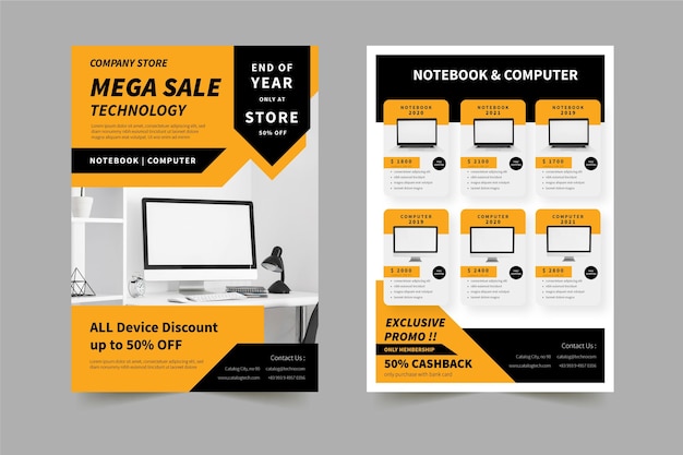 Free vector flat technology product catalog