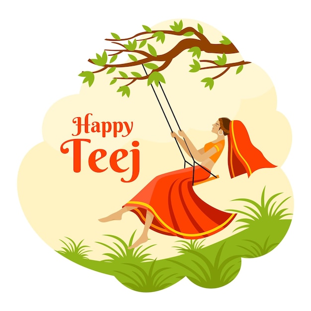 Free vector flat teej festival celebration illustration