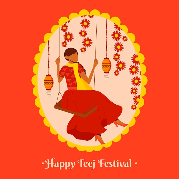 Free vector flat teej festival illustration