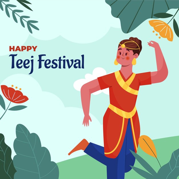 Flat teej illustration with woman dancing