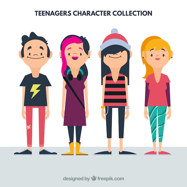 Free vector flat teenager collection