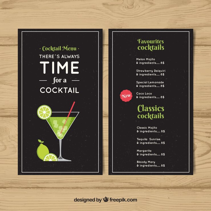 Free Vector flat template of cocktails menu