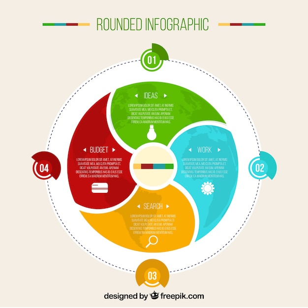 원형 infographic의 평면 템플릿