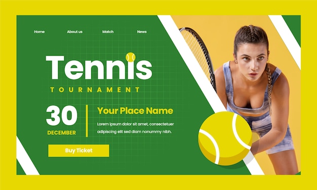 Free vector flat tennis landing page template