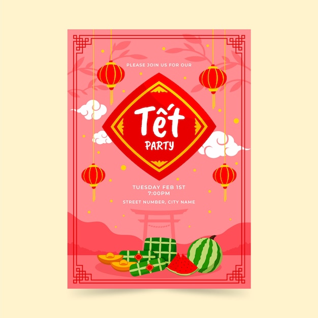 Flat tet greeting card template