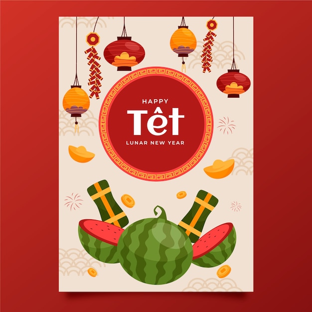 Flat tet greeting card template