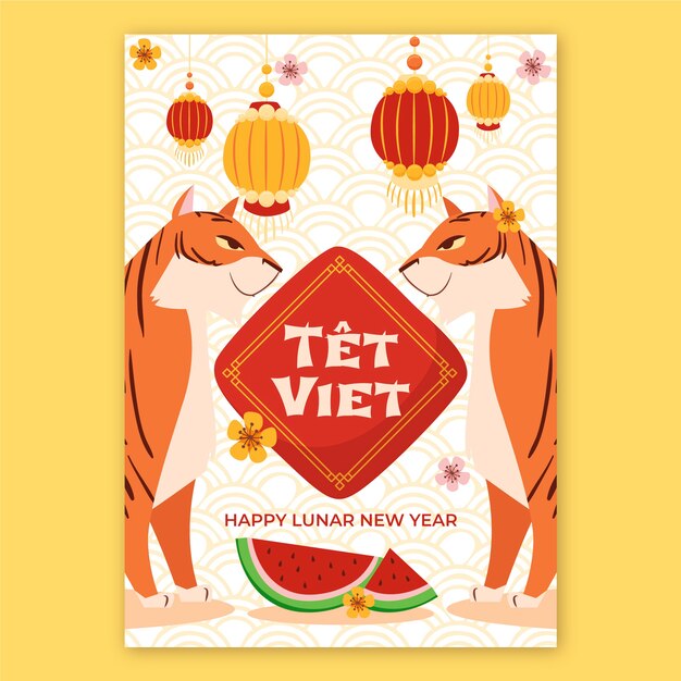 Flat tet greeting card template