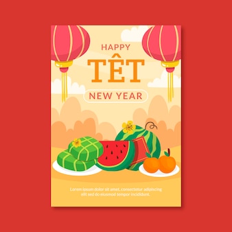 Flat tet greeting card template