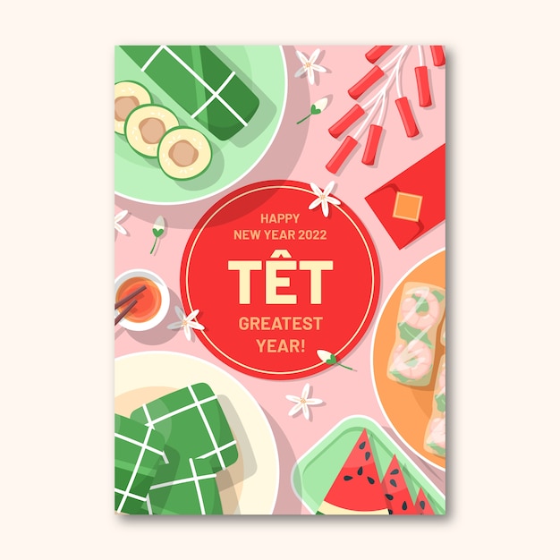 Free vector flat tet greeting card template