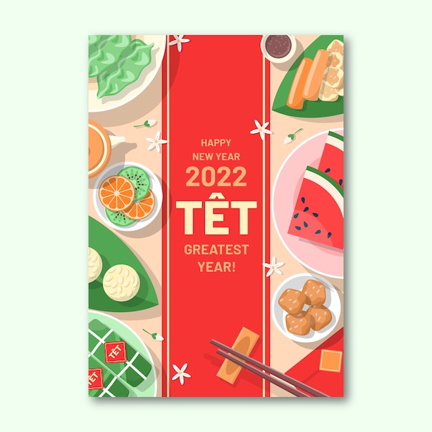 Flat tet greeting card template