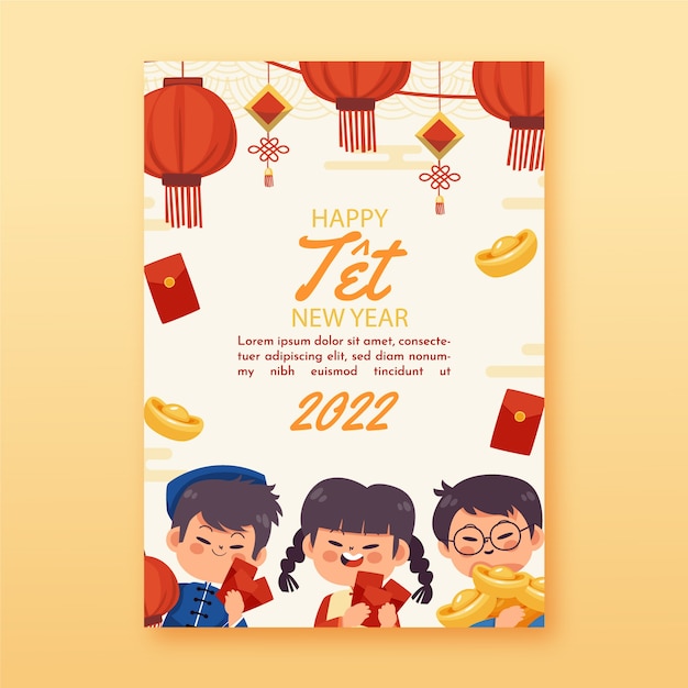 Flat tet greeting card template