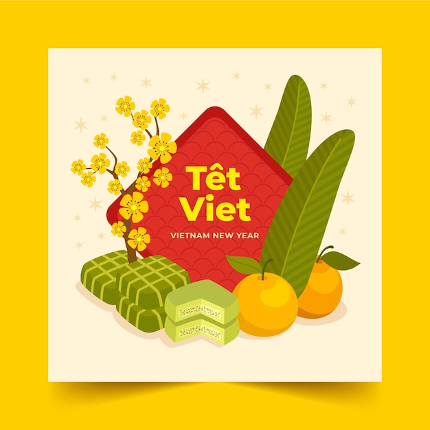 Flat tet greeting card template