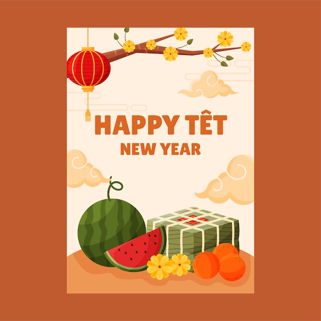 Flat tet greeting card template