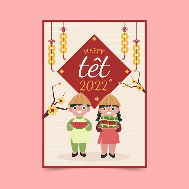 Flat tet greeting card template